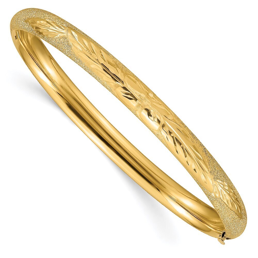 14k Yellow Gold 4/16 Laser Cut Hinged Bangle Bracelet